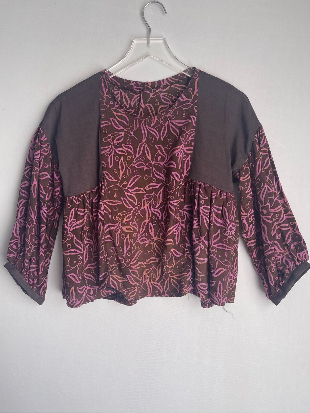 Handmade Batik Print Babydoll Blouse Small